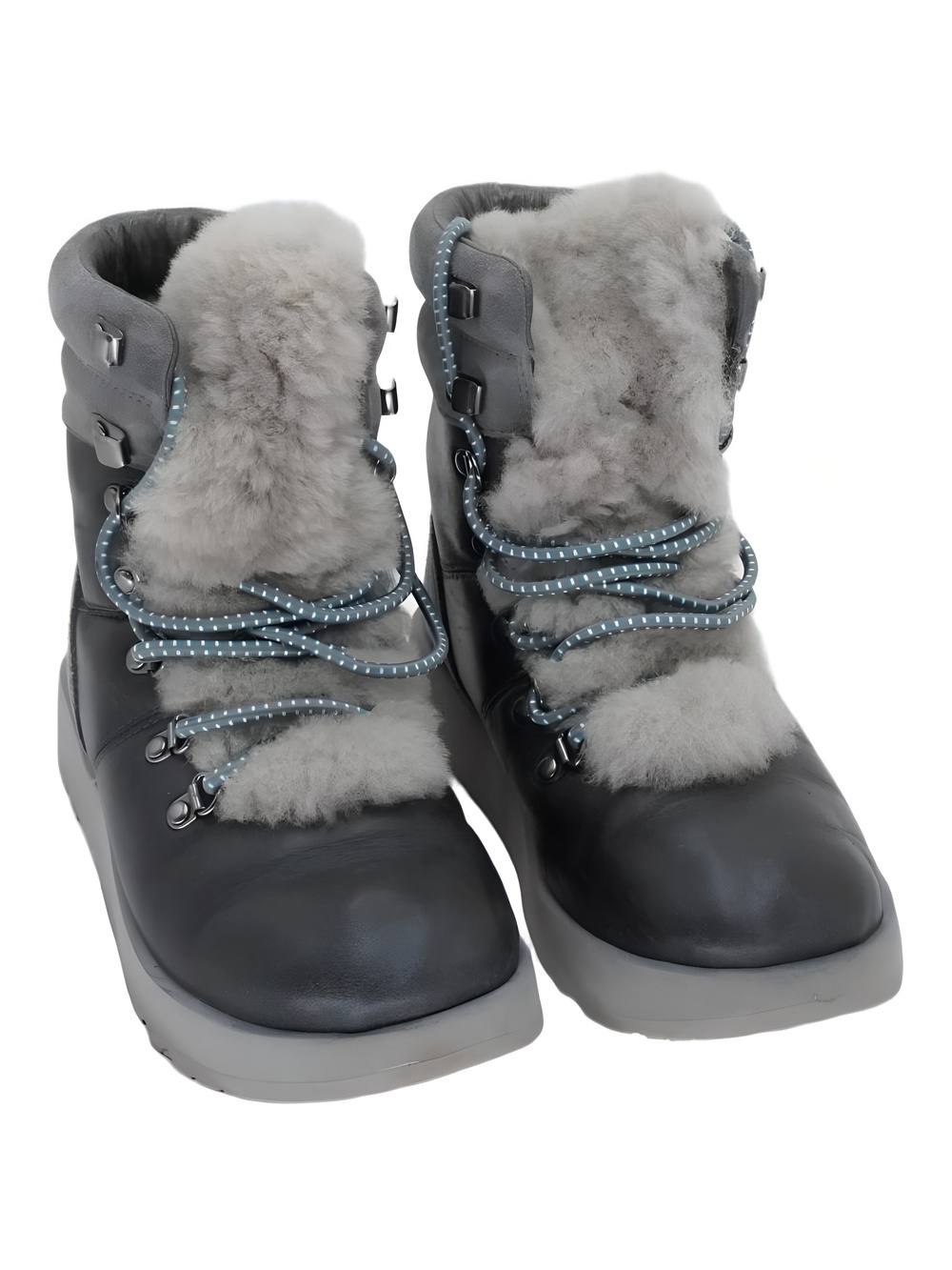 Ugg Viki Port Waterproof Leather Sheepskin Winter Boots Gray Size 5.5